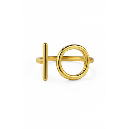 Bague graphic dorée anneau ouvert barre moderne acier 316L ajustable – Chéri Chérie