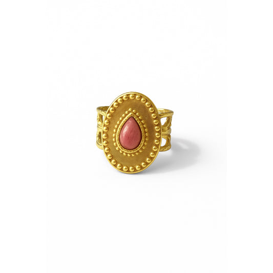 Bague Médaillon goutte rose Chéri Chérie