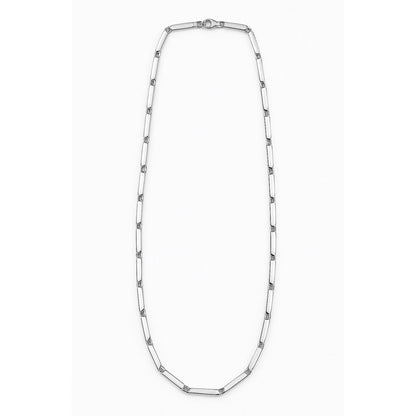 Collier maille rectangulaire argenté homme acier inoxydable 316L 55 cm - Chéri Chérie