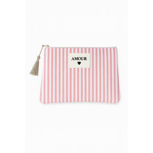 Pochette rayée rose Amour Chéri Chérie