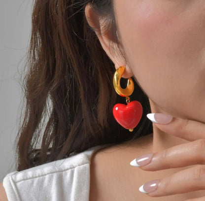 Boucles d'oreilles coeur rouge Chéri Chérie