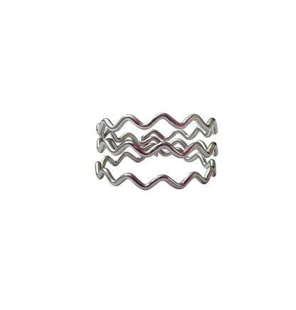 Bague zigzag triple rangs dorée acier chirurgical 316L ajustable waterproof – Chéri Chérie
