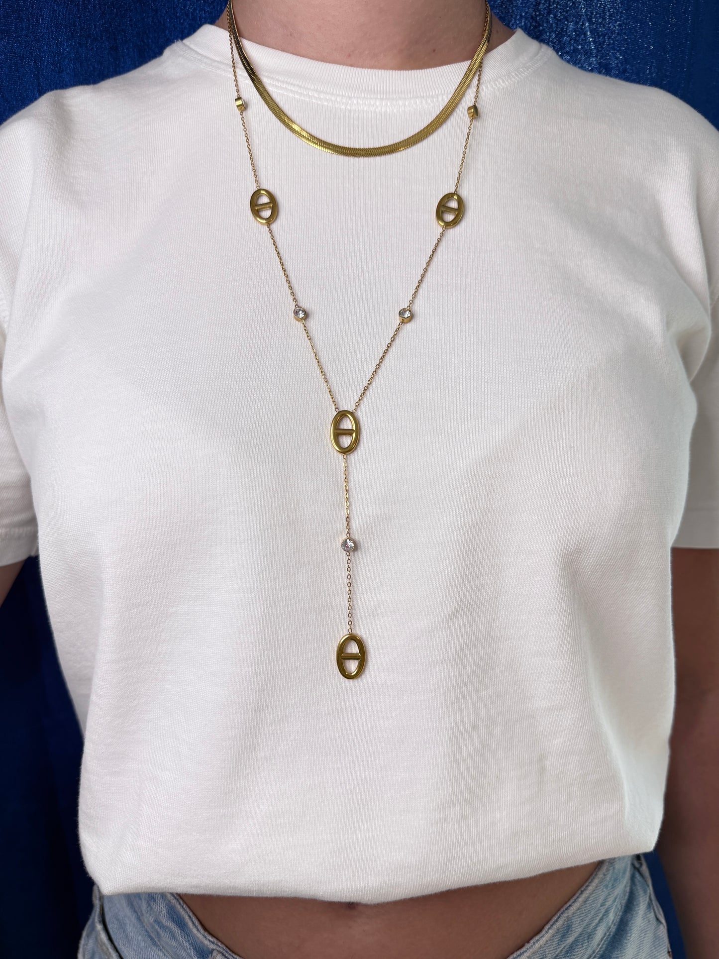 Collier cravate  - sautoir avec strass