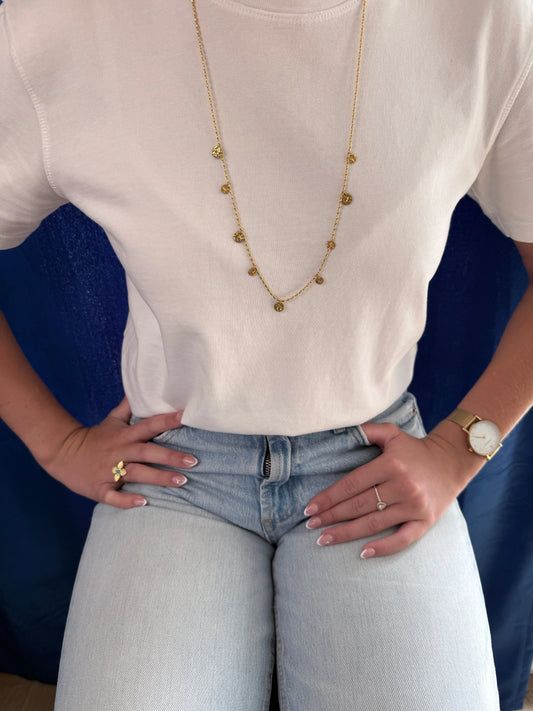Collier sautoir  avec pastilles martelé Chéri Chérie