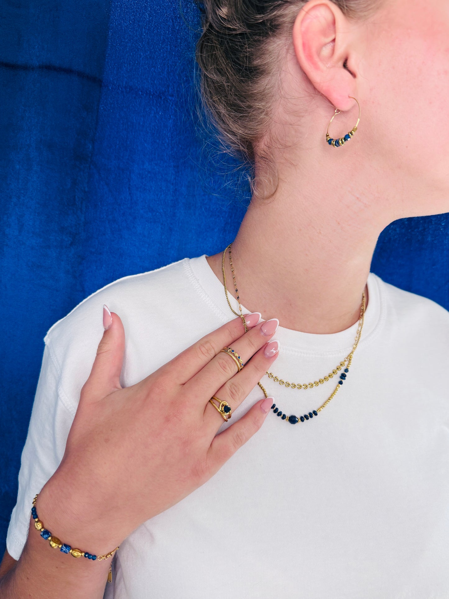 Collier double rangs avec pierres naturelles