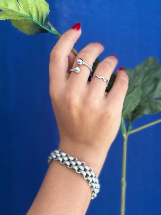 Bague Boules argent texturé Chéri Chérie