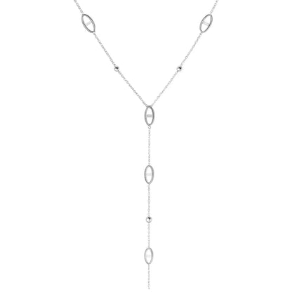 Collier STELLA cravate argentée strass acier chirurgical 316L femme élégant lumineux - Chéri Chérie