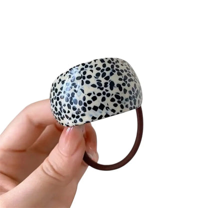 Élastique cheveux avec maxi nœud motif dalmatien bleu et beige - Chéri Chérie
