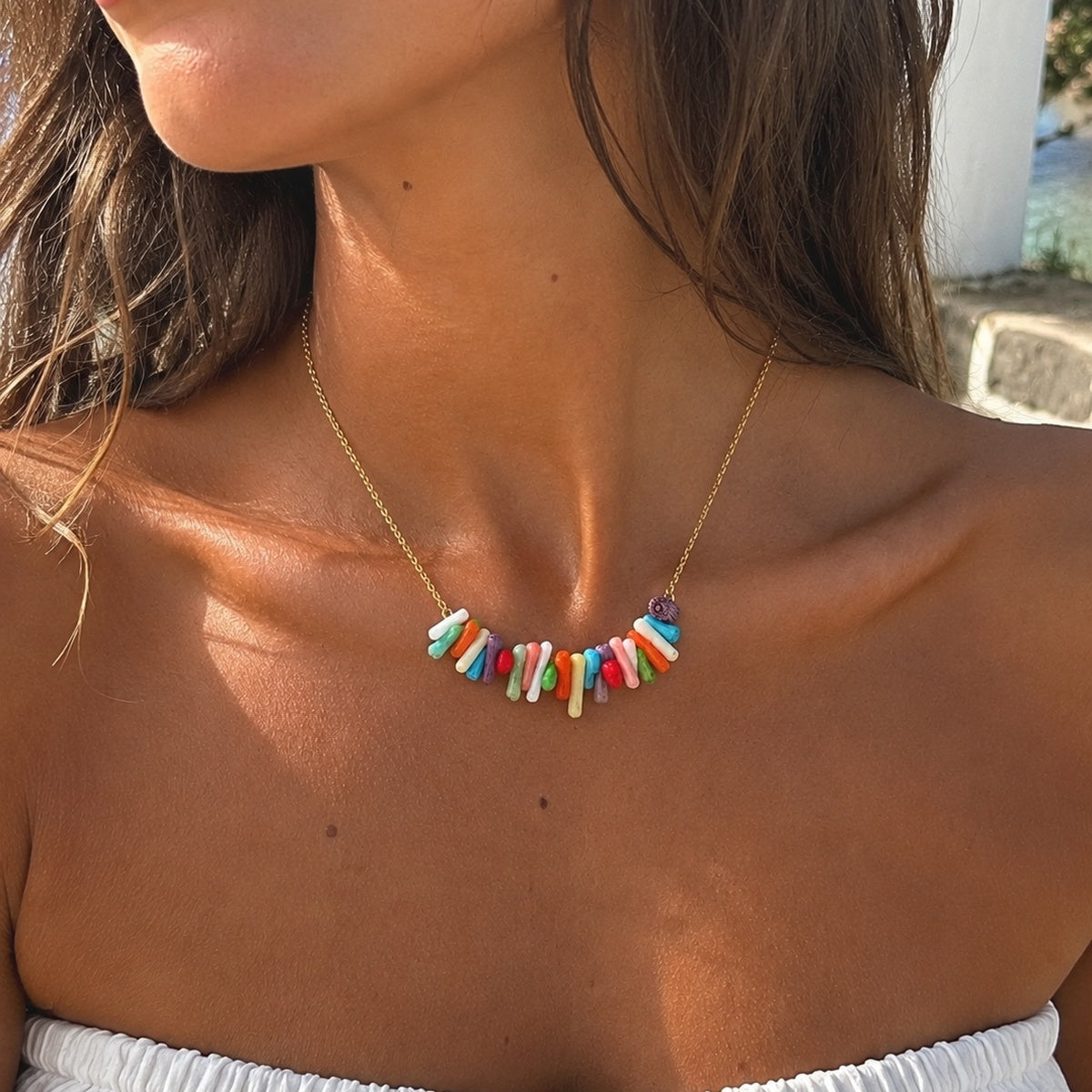Collier Corail Arc-en-Ciel