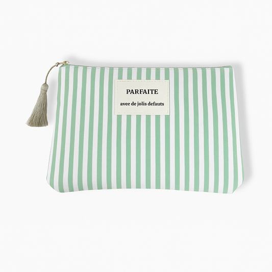 Pochette rayée verte Parfaite avec de jolis défauts