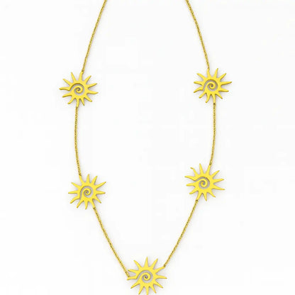 Sautoir SOLEIL pendentifs soleils dorés acier chirurgical 316L plaqué or 18K femme - Chéri Chérie