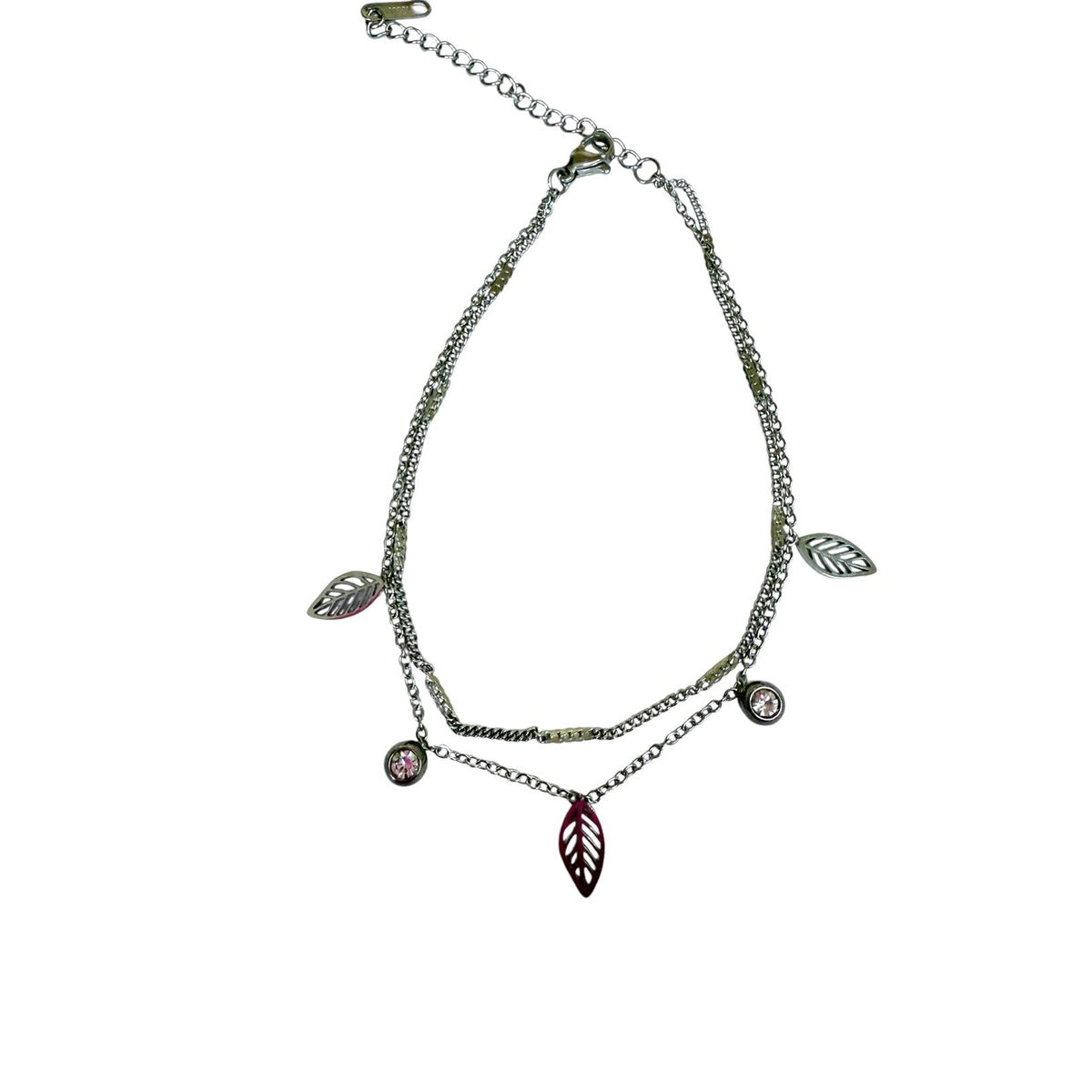 Feuilles & Strass Argent - acier chirurgical