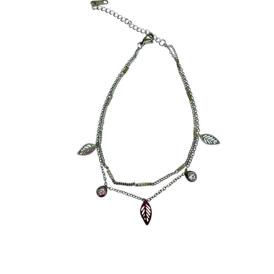Feuilles & Strass Argent - acier chirurgical