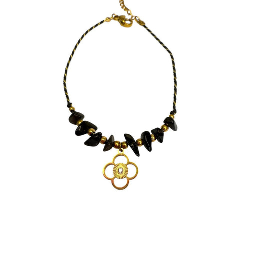 Pierres Noires & Fleur - acier chirurgical
