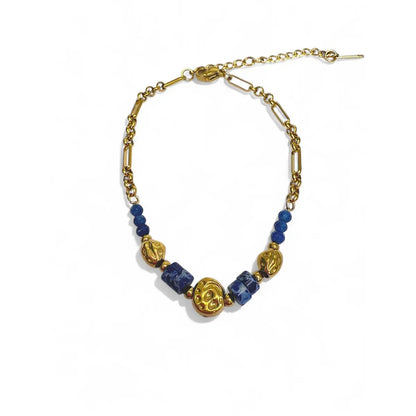 Perles Bleues & Dorées - acier chirurgical