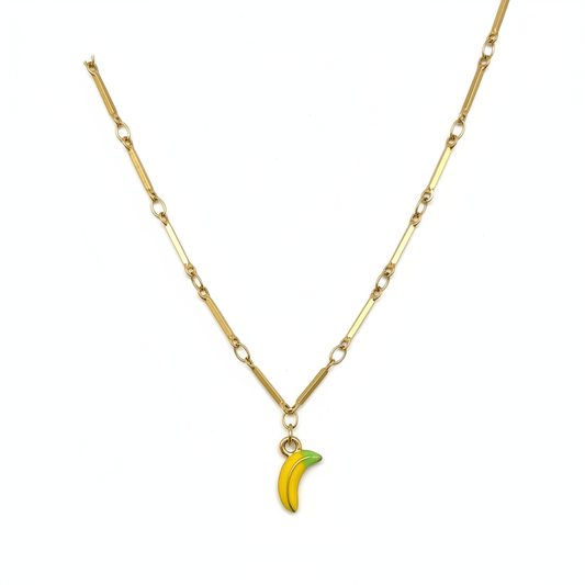 Collier Banane Émail — Chaîne Dorée Maille Barrette