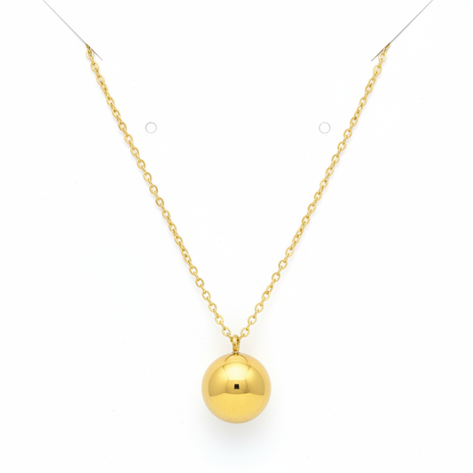 Collier Boule Dorée — Pendentif Sphère Miroir & Chaîne Fine